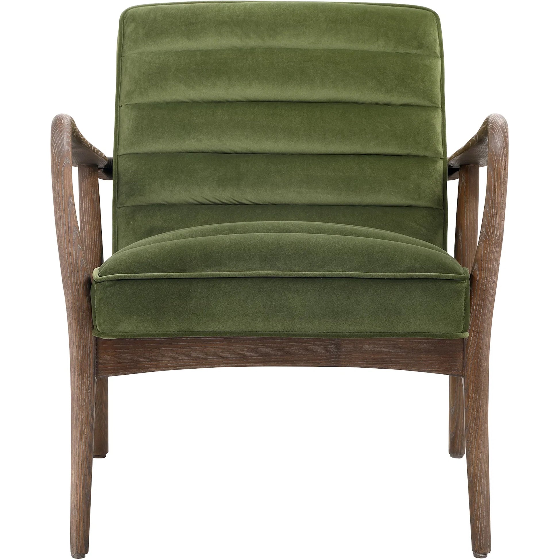 Anderson Armchair by Moe's Home Collection in dark ivy velvet. Made from upholstery: 100% polyester fiber, ash wood frame, plywood, foam cushioning in a traditional style.