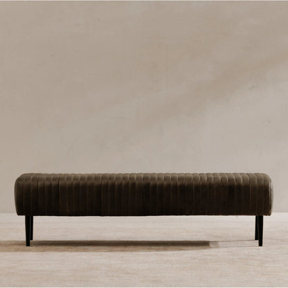 Endora Bench by Moe's Home Collection. Made from top grain leather, iron legs, foam, plywood in a modern style.