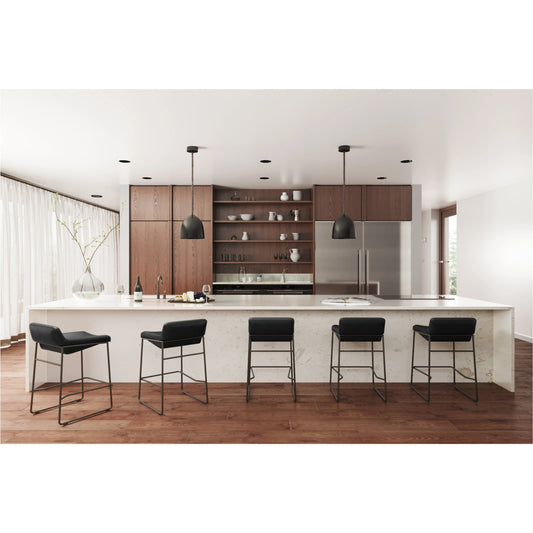 Starlet Counter Stool Onyx Leather (Set of 2) by Moe's Home Collection in black. Made from top grain leather, iron, foam, bentwood in a transitional style.