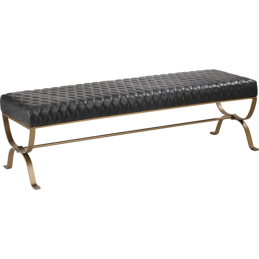 Teatro Bench Onyx Leather by Moe's Home Collection in black. Made from top grain leather, iron frame, foam, plywood in a modern style.
