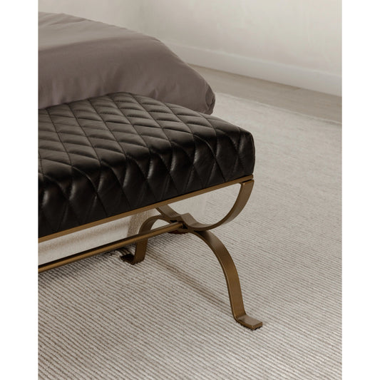 Teatro Bench Onyx Leather by Moe's Home Collection in black. Made from top grain leather, iron frame, foam, plywood in a modern style.