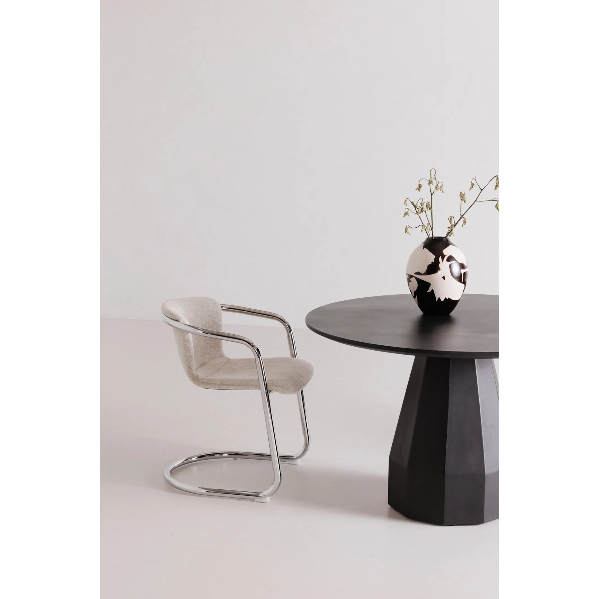 Freeman Chrome Frame Dining Chair Blended (Set of 2) by Moe's Home Collection in blended cream. Made from upholstery: 100% polyester fibre, chrome iron frame, plywood, foam cushioning in a modern style.