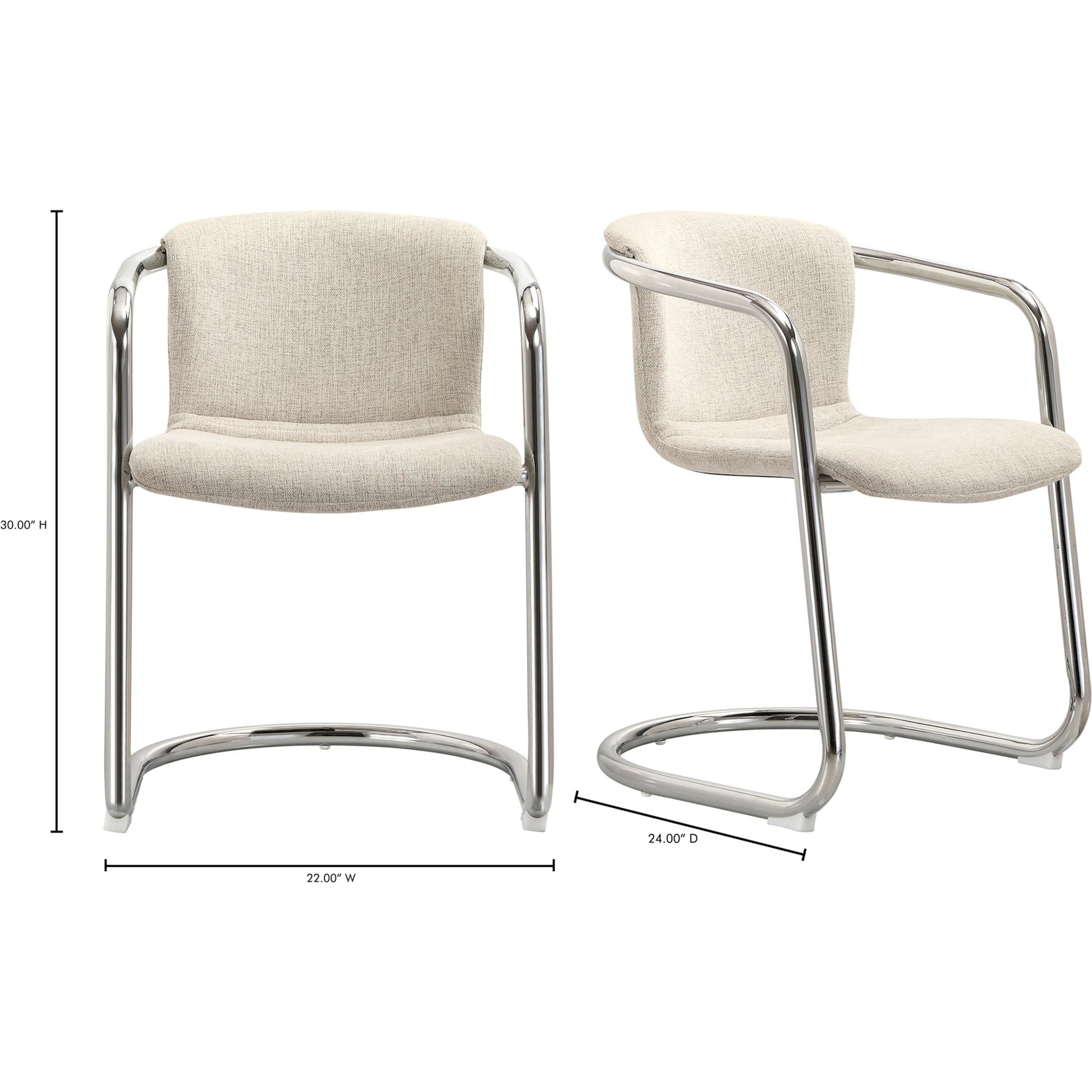 Freeman Chrome Frame Dining Chair Blended (Set of 2) by Moe's Home Collection in blended cream. Made from upholstery: 100% polyester fibre, chrome iron frame, plywood, foam cushioning in a modern style.