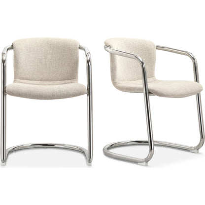 Freeman Chrome Frame Dining Chair Blended (Set of 2) by Moe's Home Collection in blended cream. Made from upholstery: 100% polyester fibre, chrome iron frame, plywood, foam cushioning in a modern style.