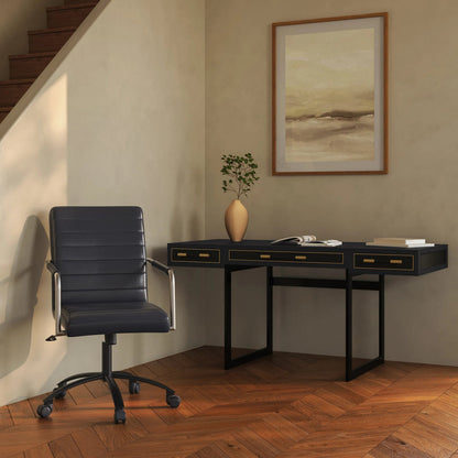 Roy Office Chair by Moe's Home Collection in na. Made from top grain leather, iron base, foam, plywood in a traditional style.