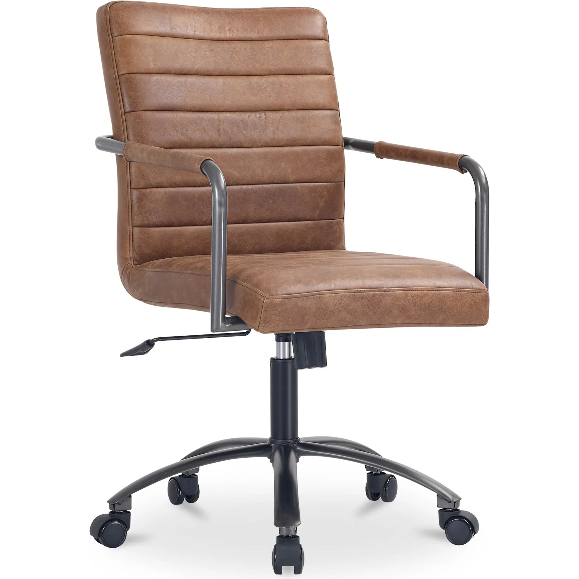 Roy Office Chair by Moe's Home Collection in na. Made from top grain leather, iron base, foam, plywood in a traditional style.