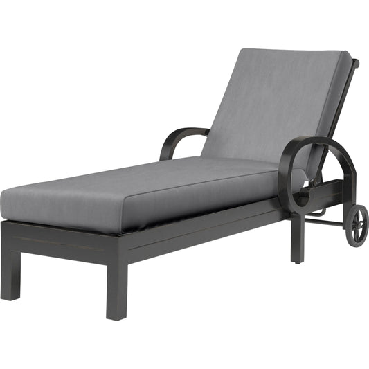 Monterey Outdoor Chaise Lounge by Sunset West in browns. Made from aluminum in a cottage & farmhouse style.