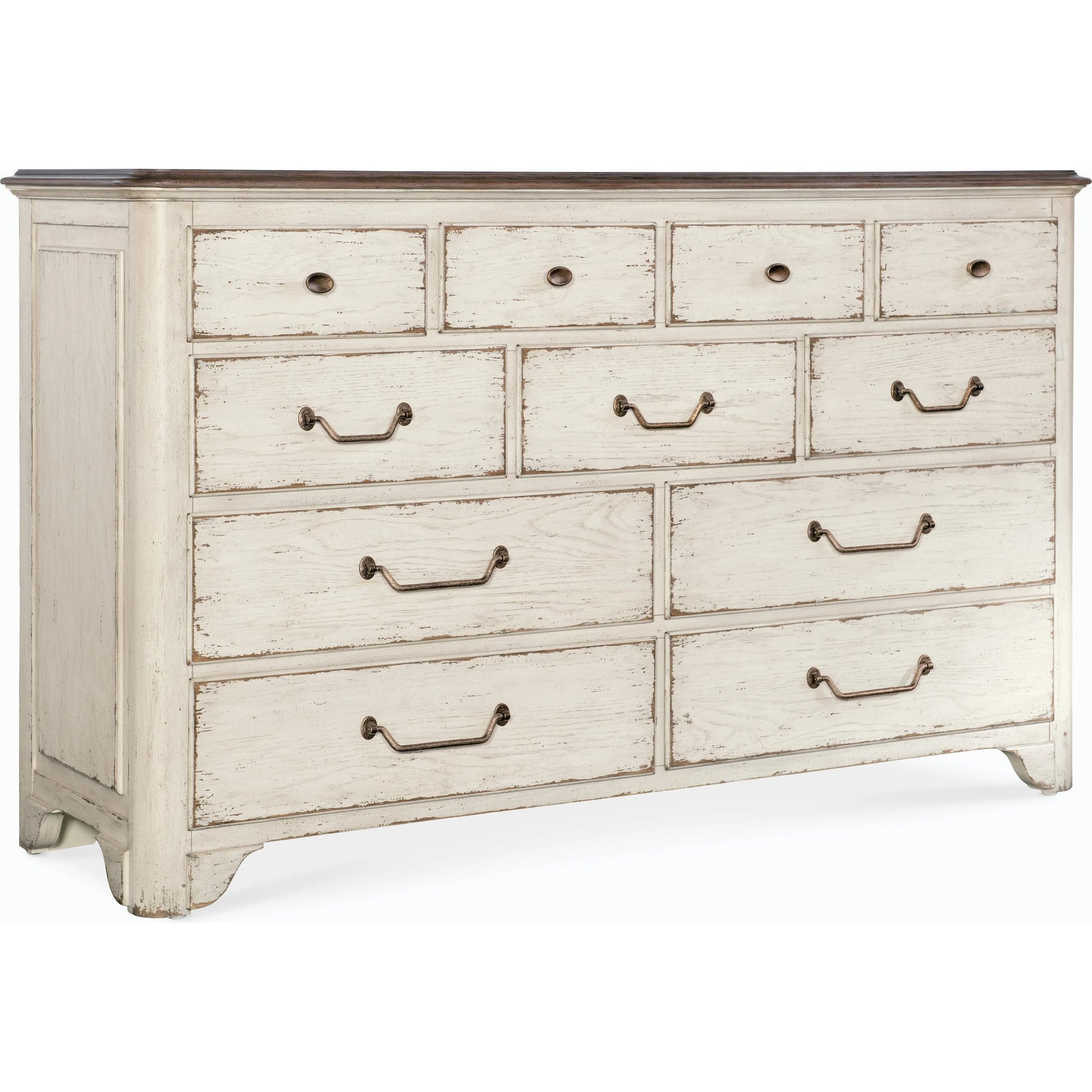 Americana 11-Drawer Dresser by Hooker Furniture. Made from oak veneers and cedar veneers with solid-wood edge top in a cottage & farmhouse style.