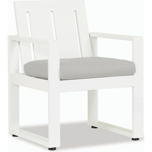 Newport Outdoor Armless Dining Chair by Sunset West in frost. Made from aluminum in a modern style.