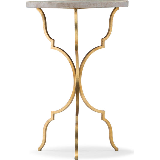 Round Martini Table by Hooker Furniture in gold. Made from iron, travertine in a modern style.