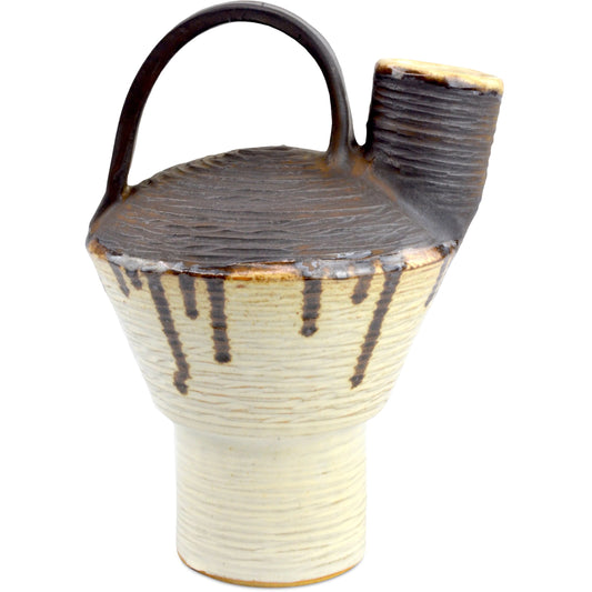 Bernard Vase by Currey and Company in ivory, brown. Made from terracotta in a modern style.