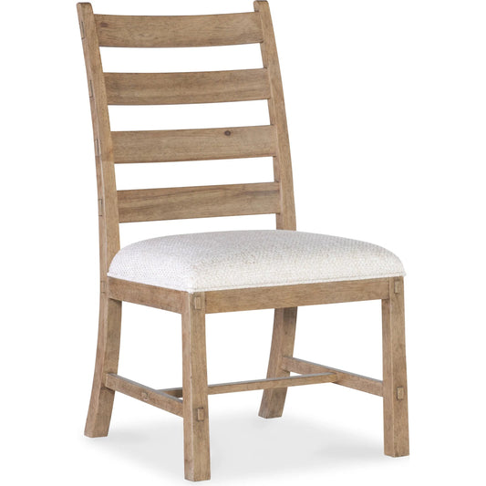 Vineyard Row Ladderback Side Chair by Hooker Furniture in beige and sonoma. Made from 57% polyester, 43% cationic poly in a transitional style.