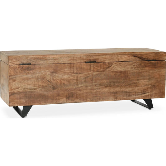 Axis Storage Trunk by Kosas Home. Made from mango wood top, iron legs in a modern style.