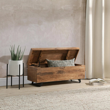 Axis Storage Trunk by Kosas Home. Made from mango wood top, iron legs in a modern style.