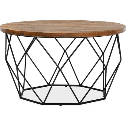 Chester Coffee Table by Kosas Home in chestnut brown top, black finish base. Made from mango wood top, iron base in a modern style.