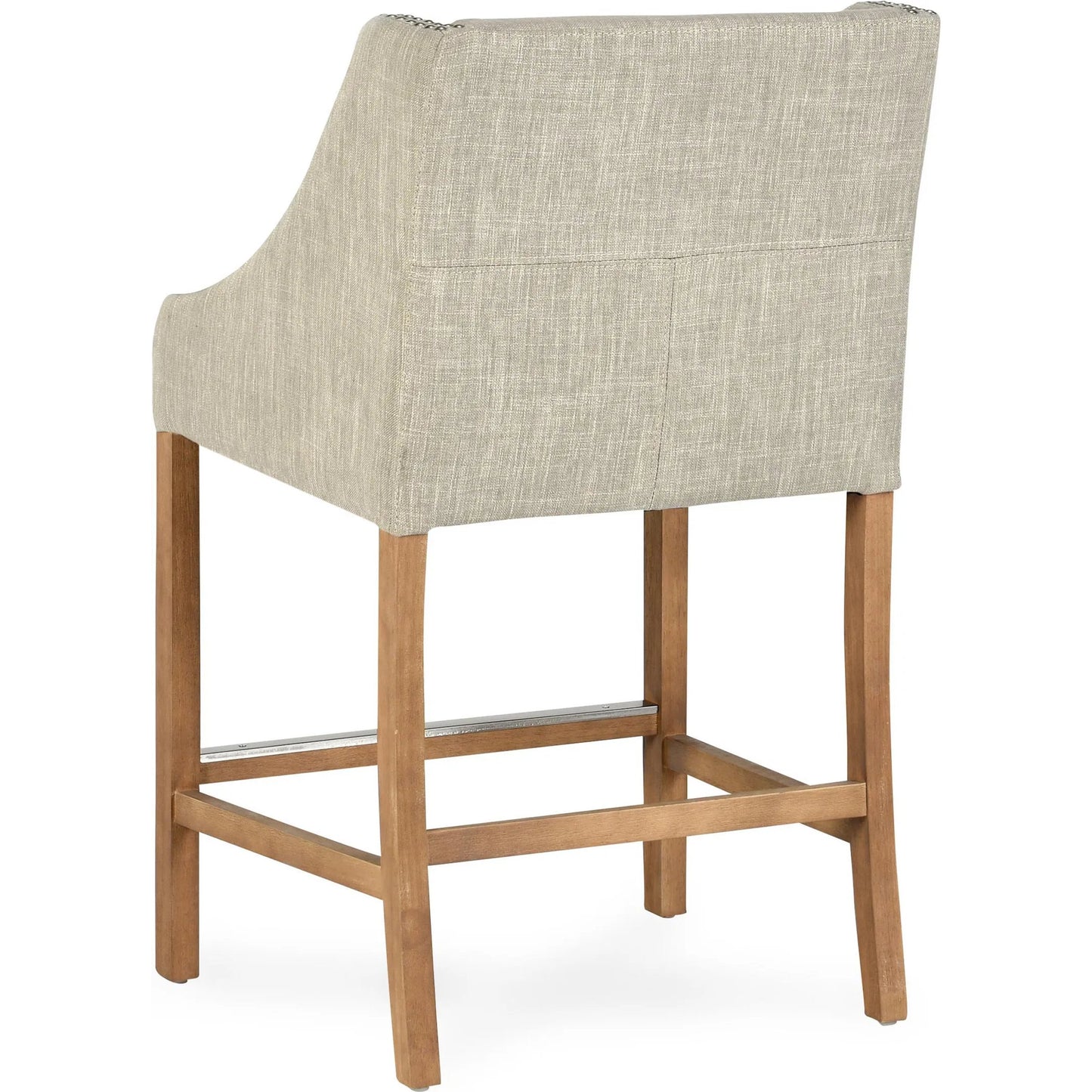 002 SR-897676 | Additional Silo | Castaic Counter Stool by Kosas Home in french beige, honey brown. Made from blended upholstery (28% linen, 18% polyester, 54% velvet, rubber wood legs in a modern style.