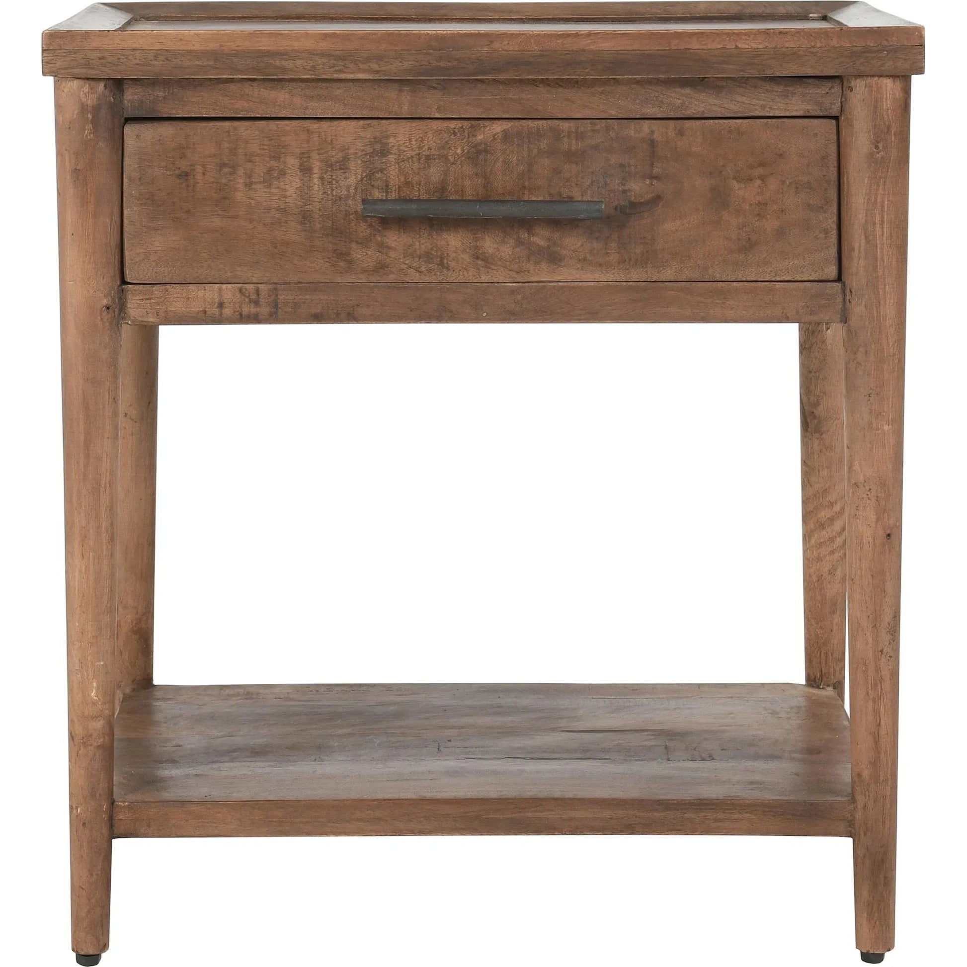 Ciaria 1 Drawer End Table by Kosas Home in medium brown. Made from mango wood in a modern style.