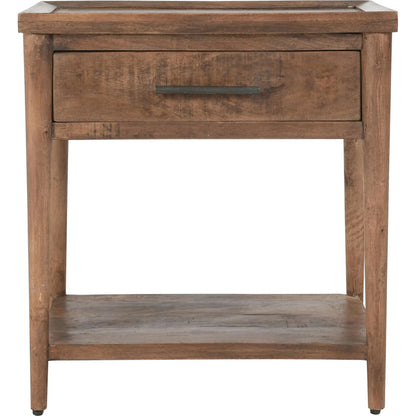 Ciaria 1 Drawer End Table by Kosas Home in medium brown. Made from mango wood in a modern style.