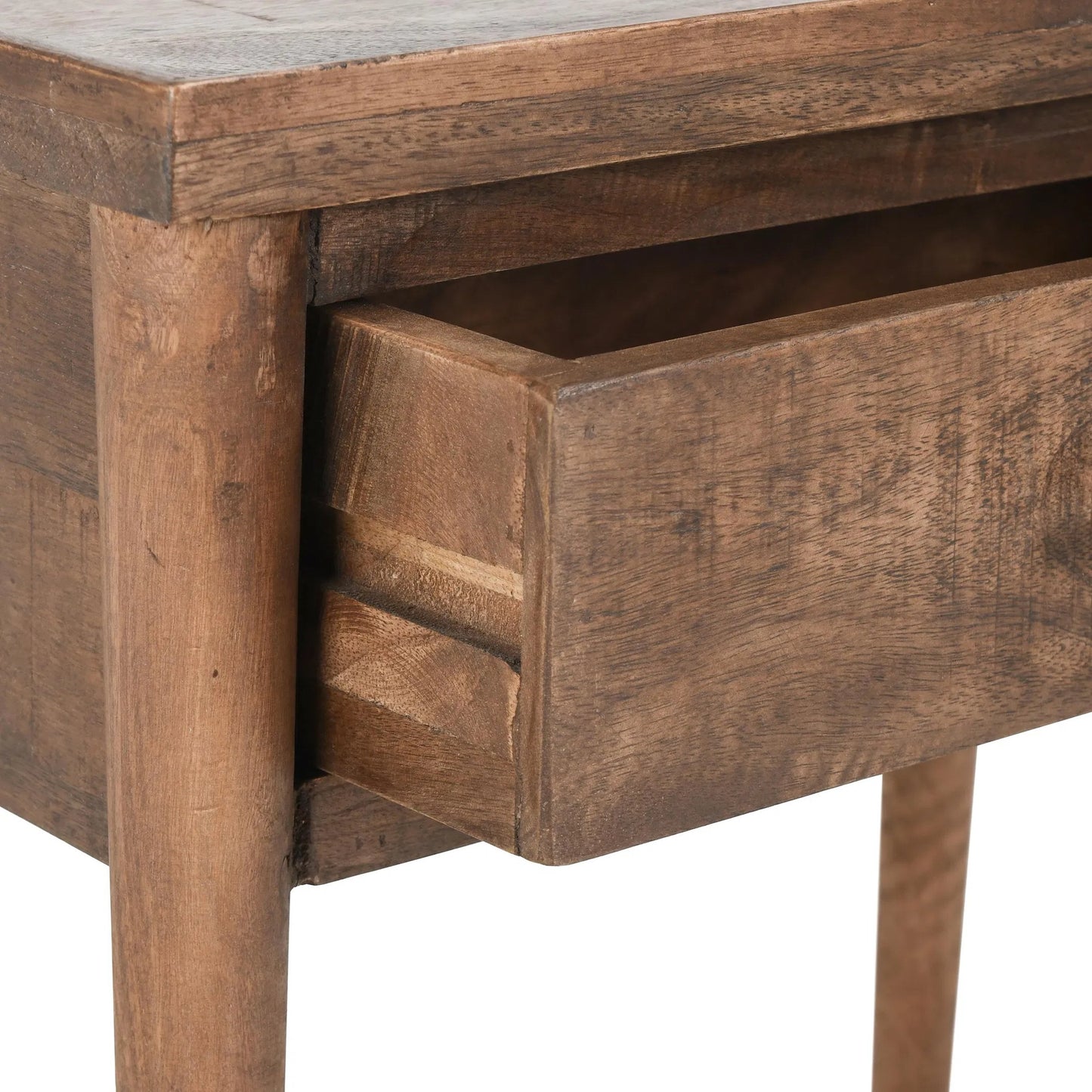 006 SI-2007539 | Closeup | Ciaria 1 Drawer End Table by Kosas Home in medium brown. Made from mango wood in a modern style.