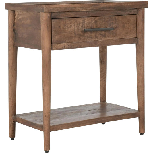 Ciaria 1 Drawer End Table by Kosas Home in medium brown. Made from mango wood in a modern style.