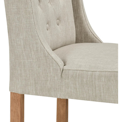 Karla Tufted Barstool by Kosas Home in gray. Made from blended upholstery (57% polyester 25% viscose 18% linen), rubber wood legs in a transitional style.