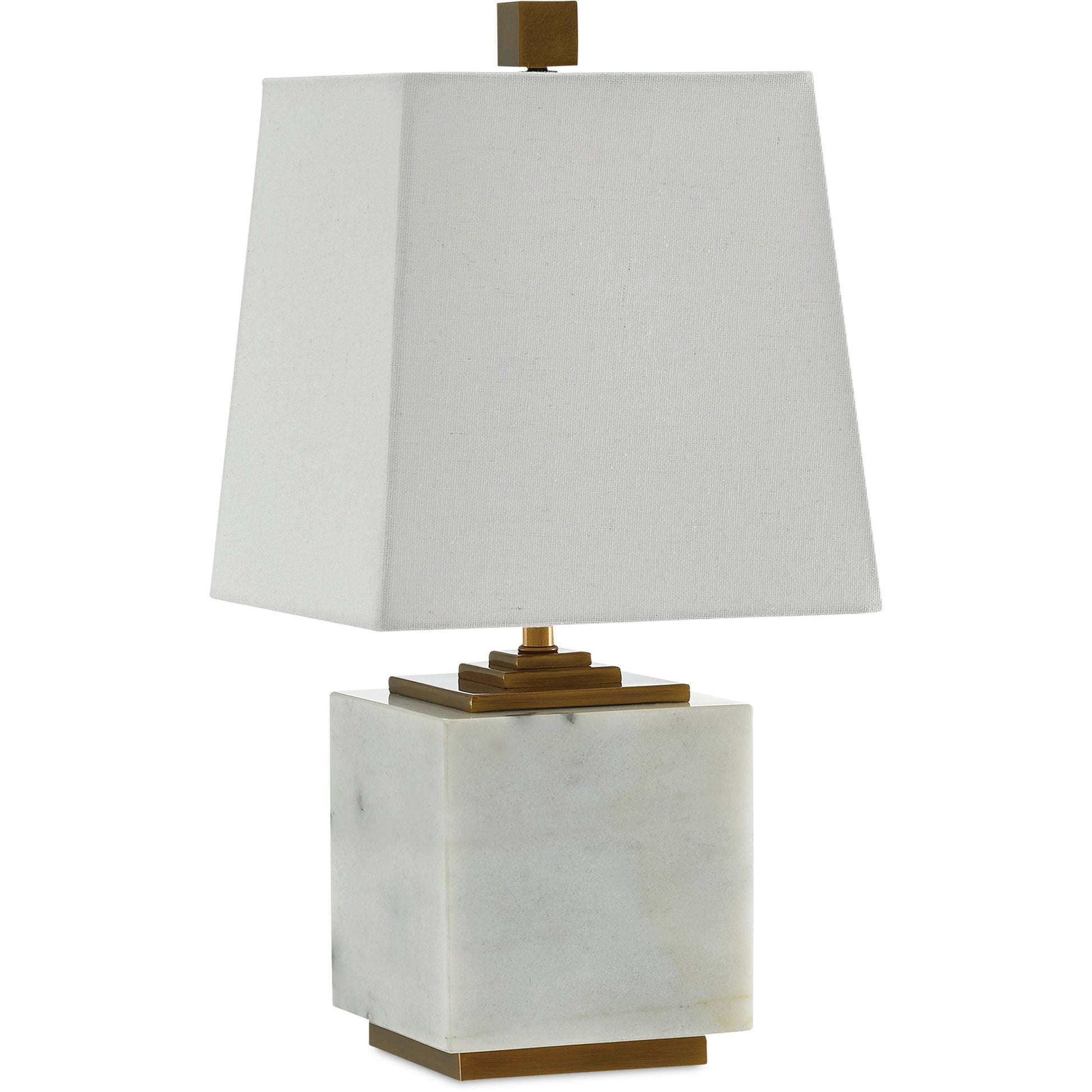 Annelore Table Lamp by Currey and Company in white, antique brass. Made from marble, metal in a modern style.