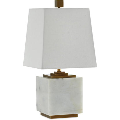 Annelore Table Lamp by Currey and Company in white, antique brass. Made from marble, metal in a modern style.