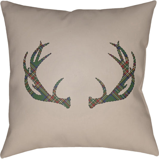 Antlers Pillow - 22570 by Livabliss. Made from front: 100% polyester, back: 100% polyester in a rustic style.