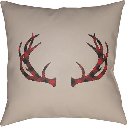 Antlers Pillow - 22570 by Livabliss. Made from front: 100% polyester, back: 100% polyester in a rustic style.