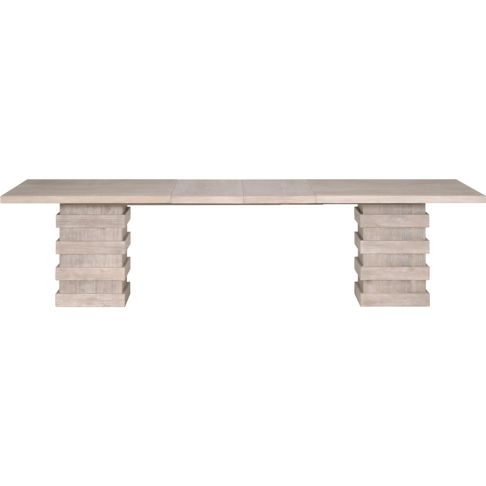 Plaza Dining Table by Essentials For Living in natural gray acacia. Made from solid acacia wood, acacia veneer, mdf, solid rubberwood, metal in a modern style.