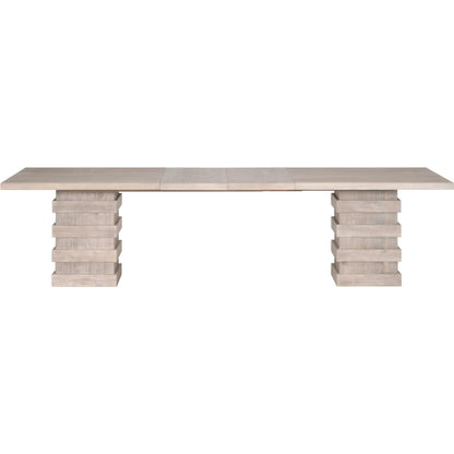 Plaza Dining Table by Essentials For Living in natural gray acacia. Made from solid acacia wood, acacia veneer, mdf, solid rubberwood, metal in a modern style.