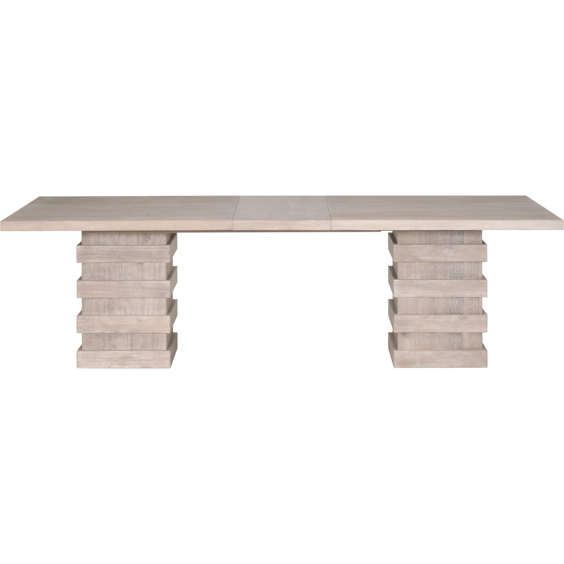Plaza Dining Table by Essentials For Living in natural gray acacia. Made from solid acacia wood, acacia veneer, mdf, solid rubberwood, metal in a modern style.