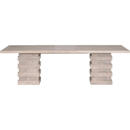 Plaza Dining Table by Essentials For Living in natural gray acacia. Made from solid acacia wood, acacia veneer, mdf, solid rubberwood, metal in a modern style.