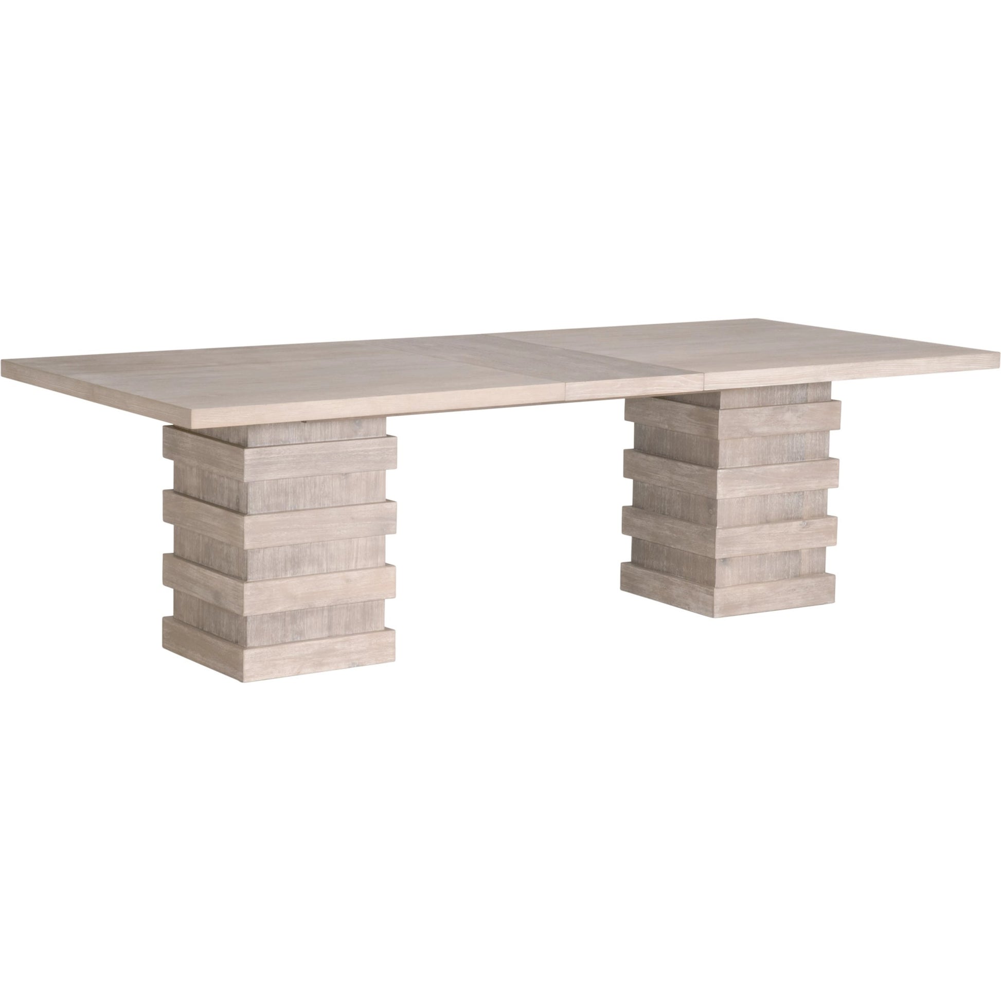 Plaza Dining Table by Essentials For Living in natural gray acacia. Made from solid acacia wood, acacia veneer, mdf, solid rubberwood, metal in a modern style.