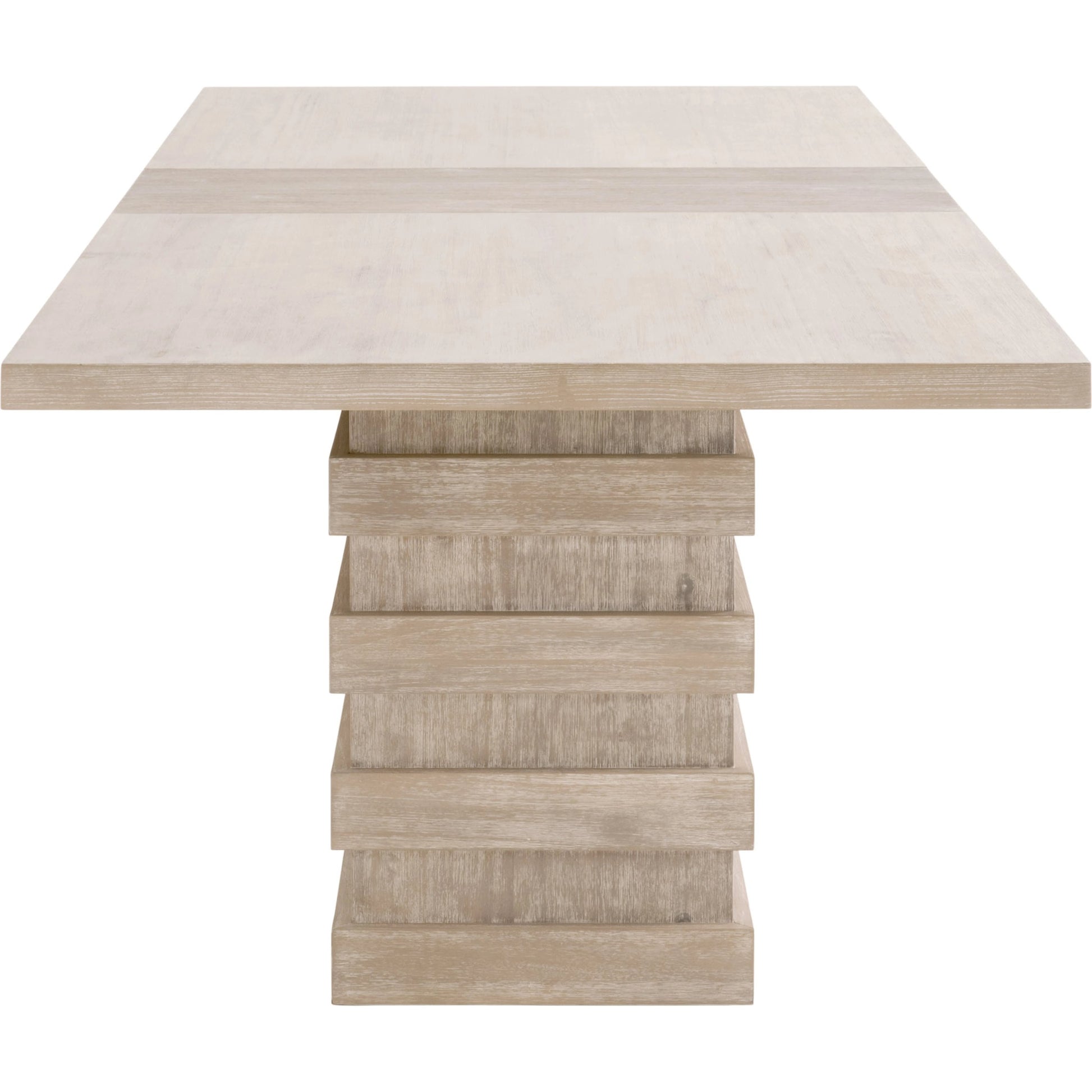 Plaza Dining Table by Essentials For Living in natural gray acacia. Made from solid acacia wood, acacia veneer, mdf, solid rubberwood, metal in a modern style.