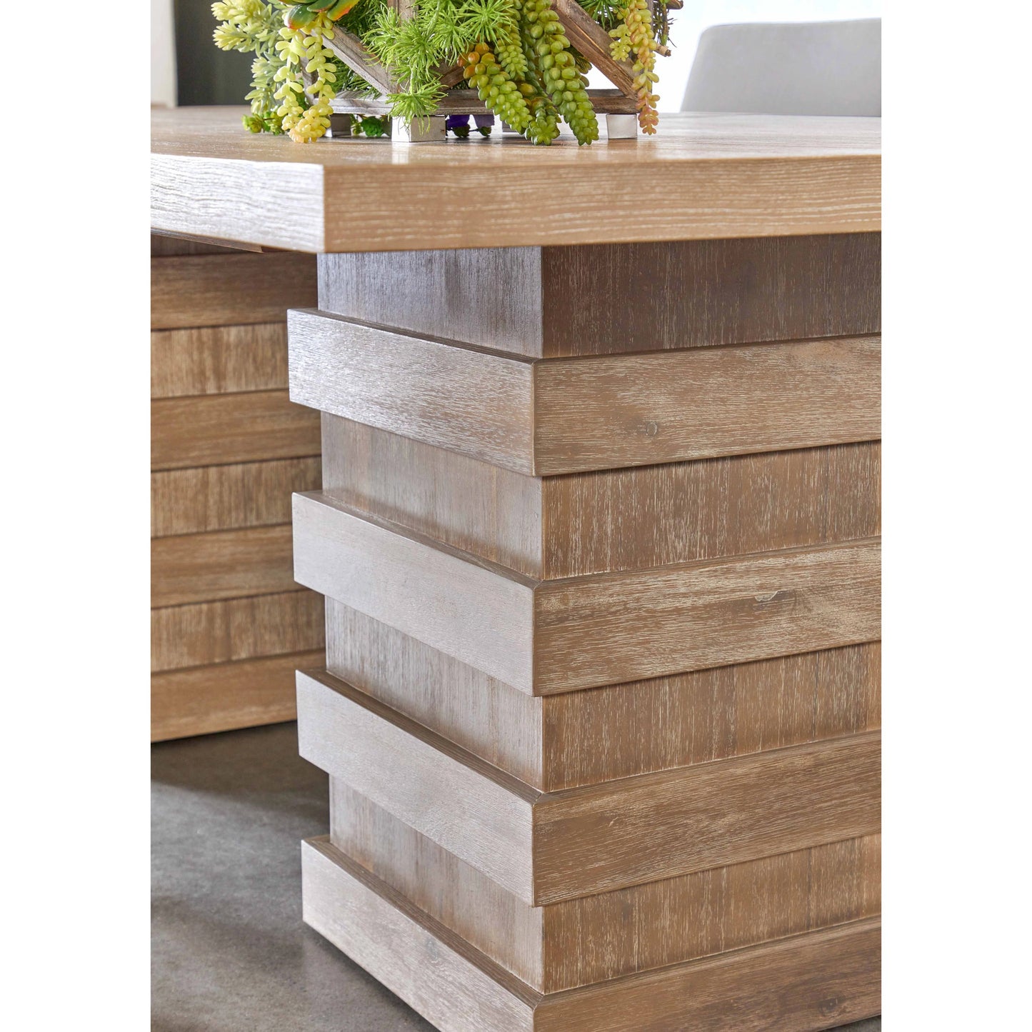 008 SI-1998856 | Additional Silo | Plaza Dining Table by Essentials For Living in natural gray acacia. Made from solid acacia wood, acacia veneer, mdf, solid rubberwood, metal in a modern style.