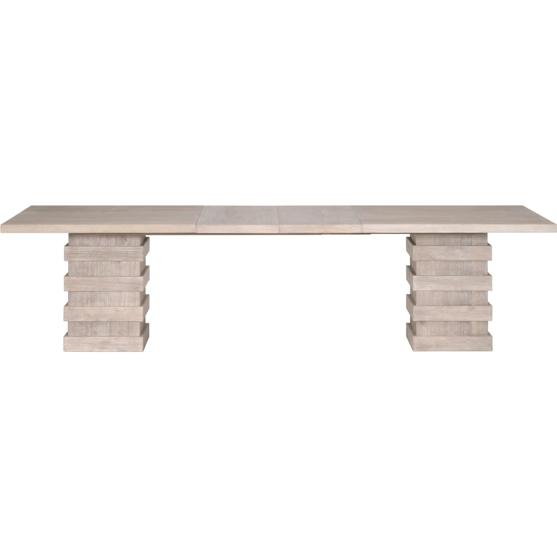 Plaza Dining Table by Essentials For Living in natural gray acacia. Made from solid acacia wood, acacia veneer, mdf, solid rubberwood, metal in a modern style.