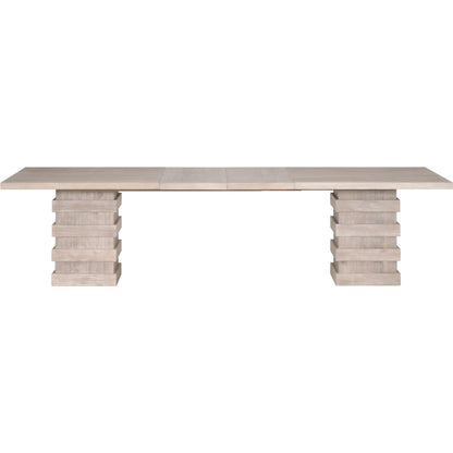Plaza Dining Table by Essentials For Living in natural gray acacia. Made from solid acacia wood, acacia veneer, mdf, solid rubberwood, metal in a modern style.