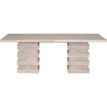 Plaza Dining Table by Essentials For Living in natural gray acacia. Made from solid acacia wood, acacia veneer, mdf, solid rubberwood, metal in a modern style.