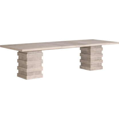 Plaza Dining Table by Essentials For Living in natural gray acacia. Made from solid acacia wood, acacia veneer, mdf, solid rubberwood, metal in a modern style.