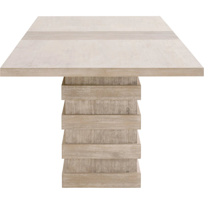 Plaza Dining Table by Essentials For Living in natural gray acacia. Made from solid acacia wood, acacia veneer, mdf, solid rubberwood, metal in a modern style.