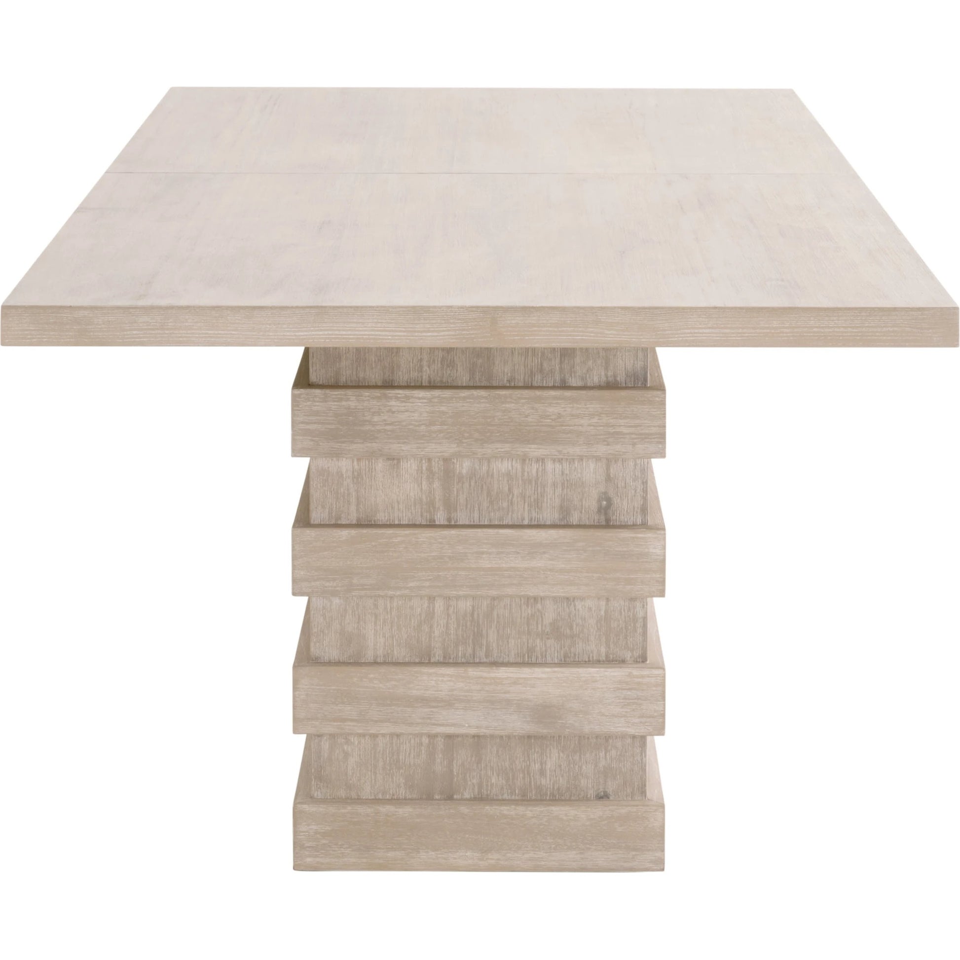 Plaza Dining Table by Essentials For Living in natural gray acacia. Made from solid acacia wood, acacia veneer, mdf, solid rubberwood, metal in a modern style.