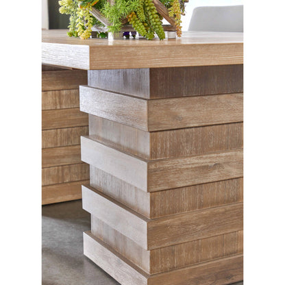 Plaza Dining Table by Essentials For Living in natural gray acacia. Made from solid acacia wood, acacia veneer, mdf, solid rubberwood, metal in a modern style.