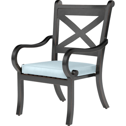Monterey Outdoor Dining Chair by Sunset West in browns. Made from aluminum in a traditional style.