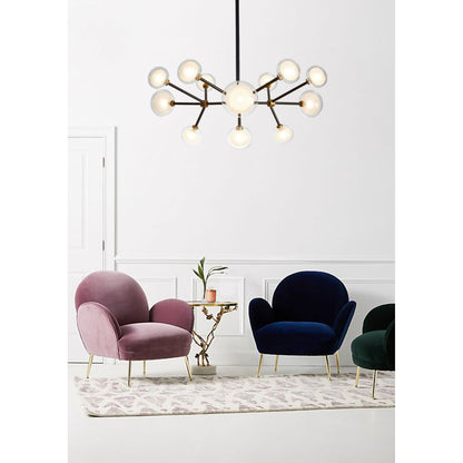 Enzo Chandelier by Pasargad Home in bronze and black. Made from glass, steel in a modern style.