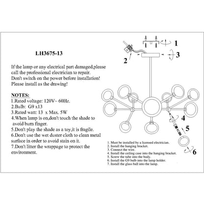 Enzo Chandelier by Pasargad Home in bronze and black. Made from glass, steel in a modern style.