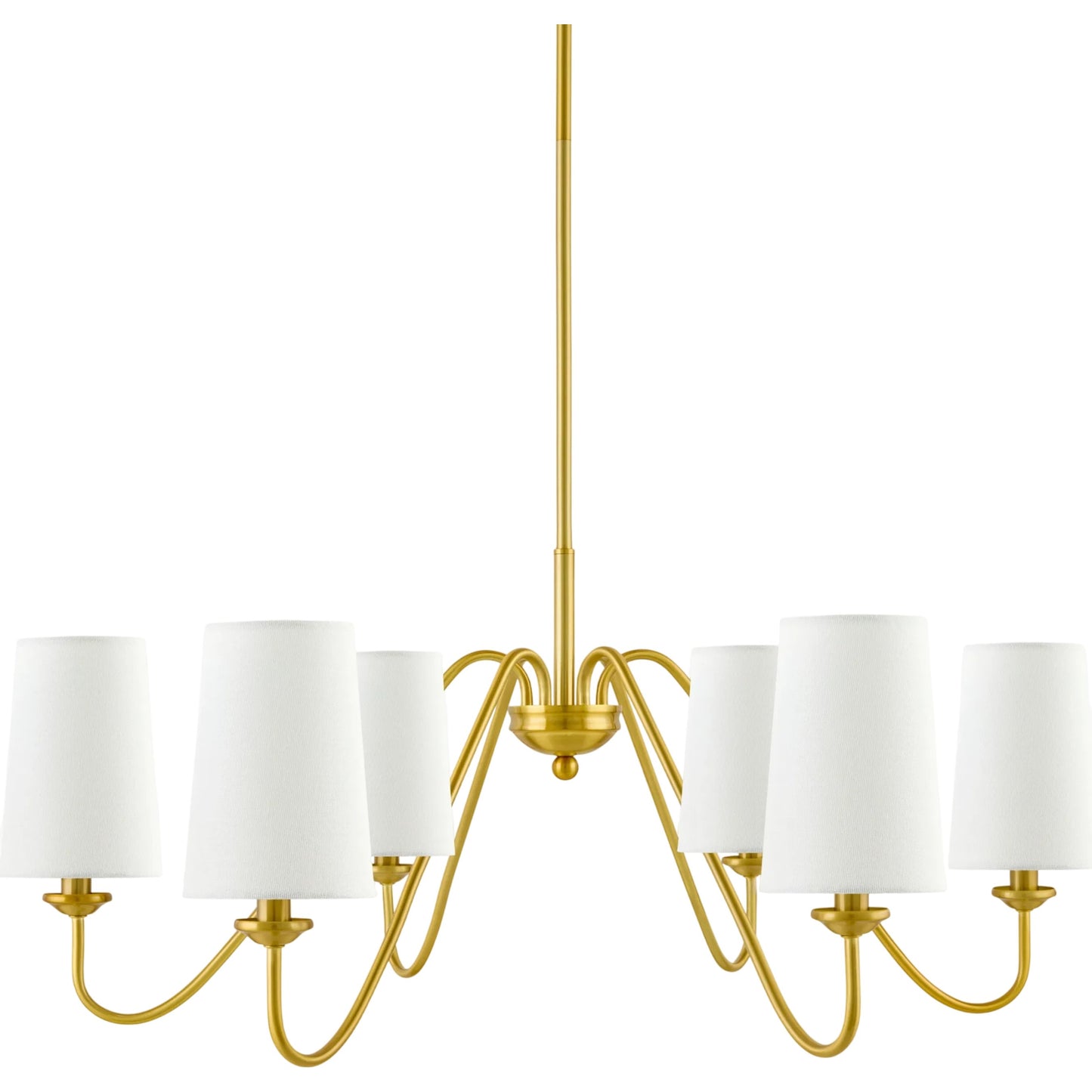 001 SI-2349690 | Primary Silo | Paloma Chandelier by Livabliss in fixture: gold; shade: white; cord: black and plated, electroplated. Made from iron, linen, polyester in a modern style.