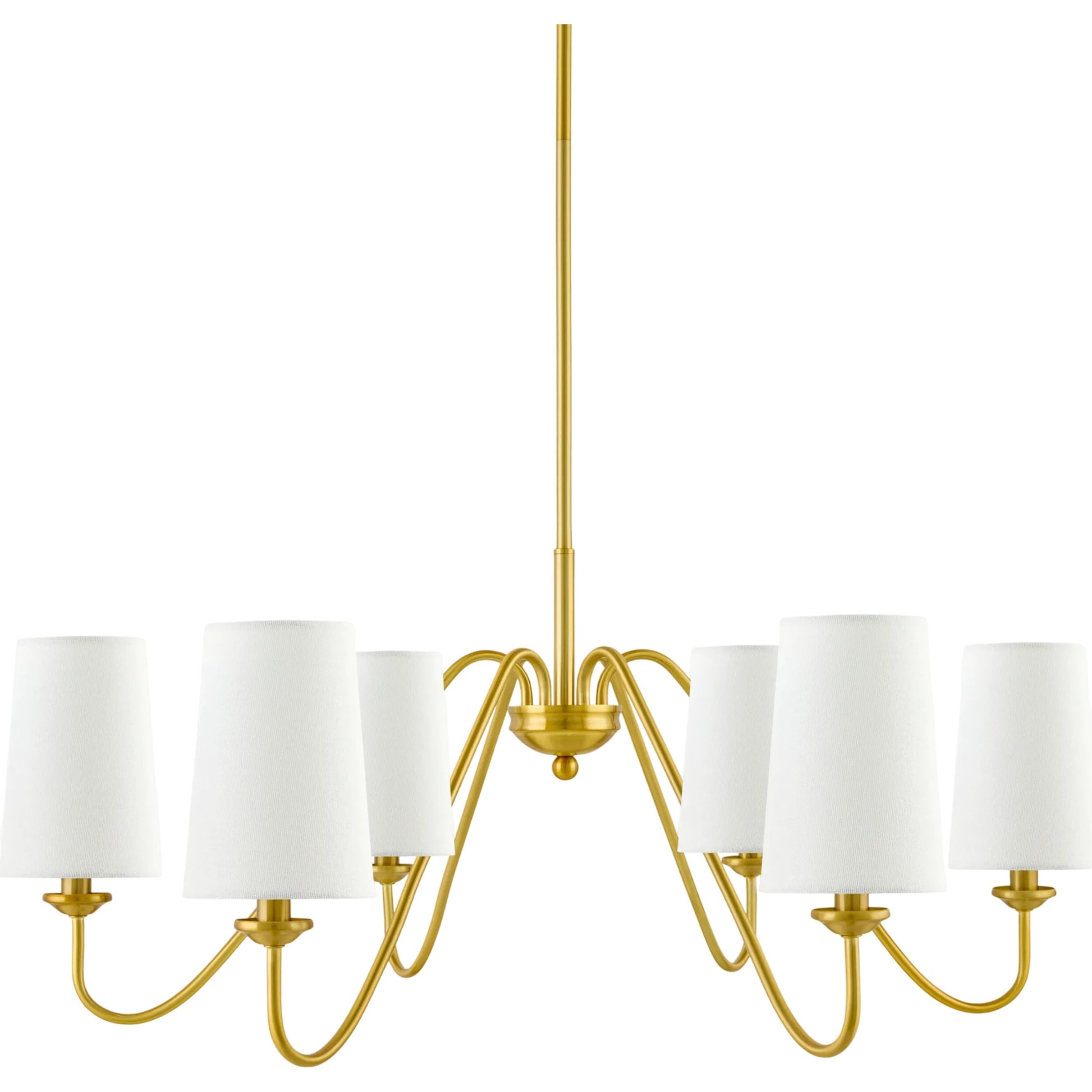 Paloma Chandelier by Livabliss in fixture: gold; shade: white; cord: black and plated, electroplated. Made from iron, linen, polyester in a modern style.