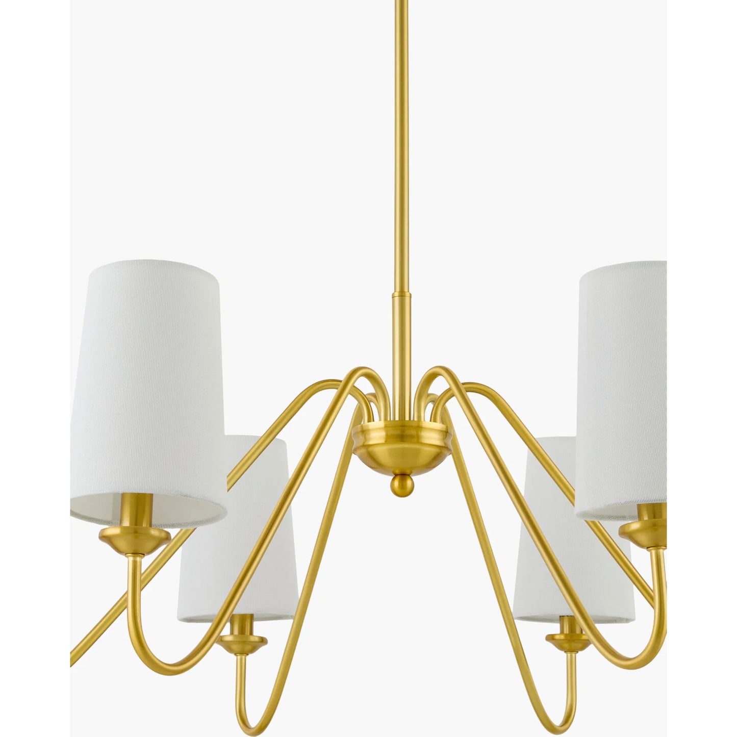 002 SI-2349690 | Closeup | Paloma Chandelier by Livabliss in fixture: gold; shade: white; cord: black and plated, electroplated. Made from iron, linen, polyester in a modern style.