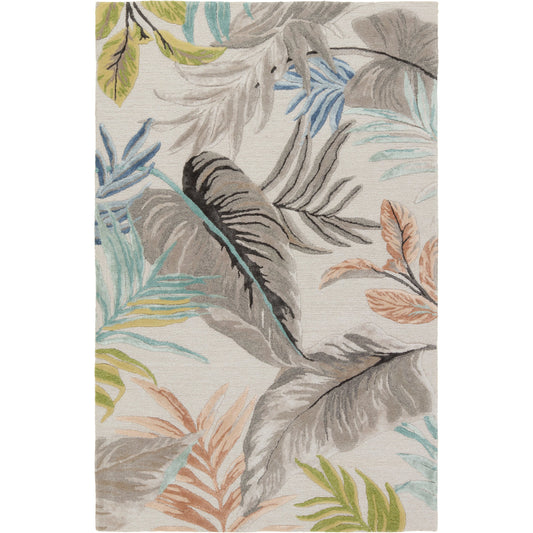 Palmas PLM01 Rug by Jaipur Living in gray, green. Made from 65% viscose 35% wool in a unique style.